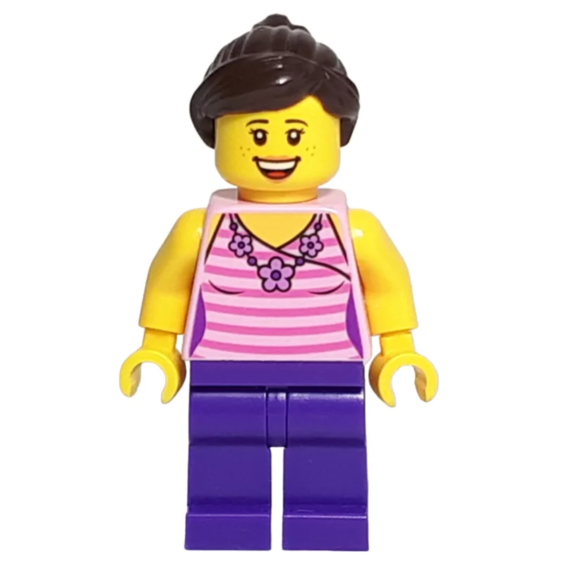 Yellow Torso, Dark Purple Legs, Dark Brown Hair