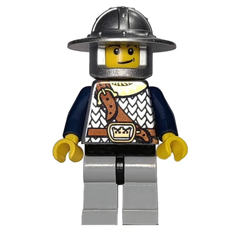 Knight, Armor with Shoulder Strap, Light Bluish Gray Legs, Wide Brimmed Helmet