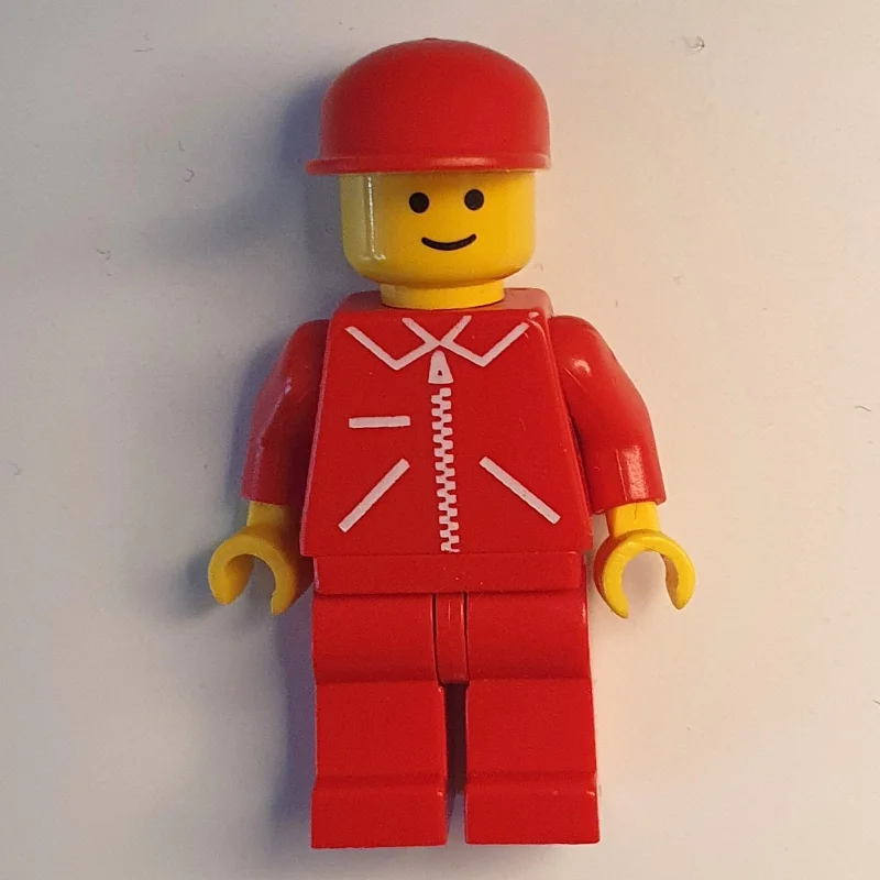Man, Red Jacket with Zipper and Pockets, Red Cap