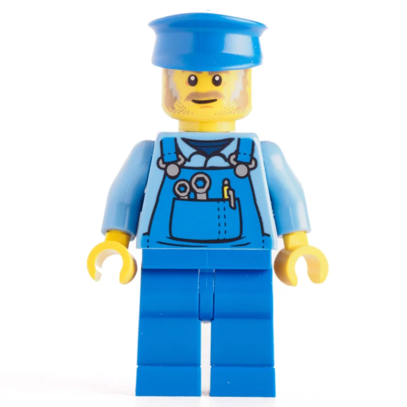 Mechanic, Medium Blue Torso, Blue Overall, Blue Hat