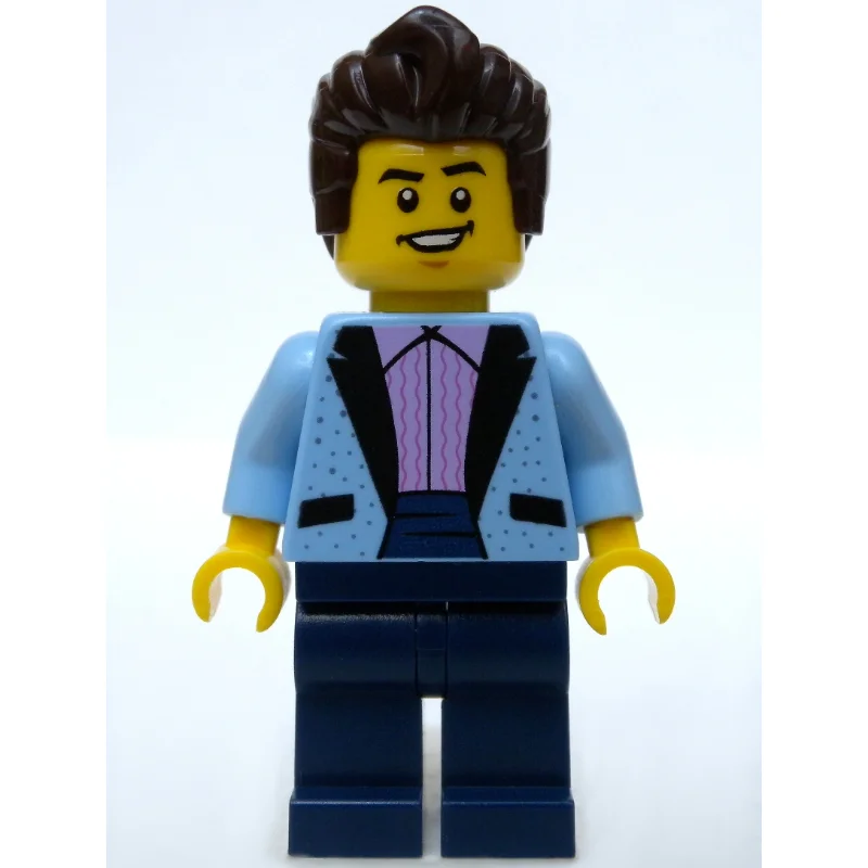 Bright Light Blue Torso, Dark Blue Legs, Dark Brown Hair