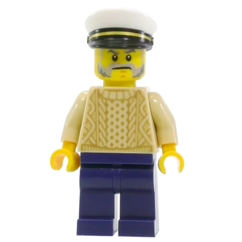 Tan Torso Sweater, Dark Blue Legs, Captain Hat