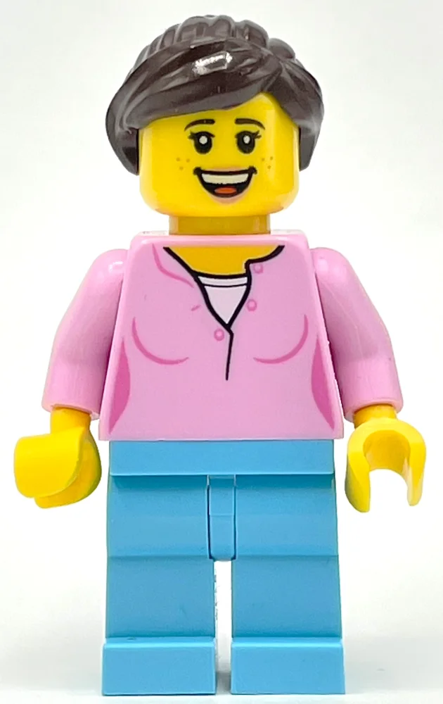Bright Pink Torso, Medium Azure Legs, Dark Brown Hair
