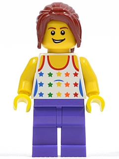 White Torso, Dark Purple Legs, Dark Red Hair