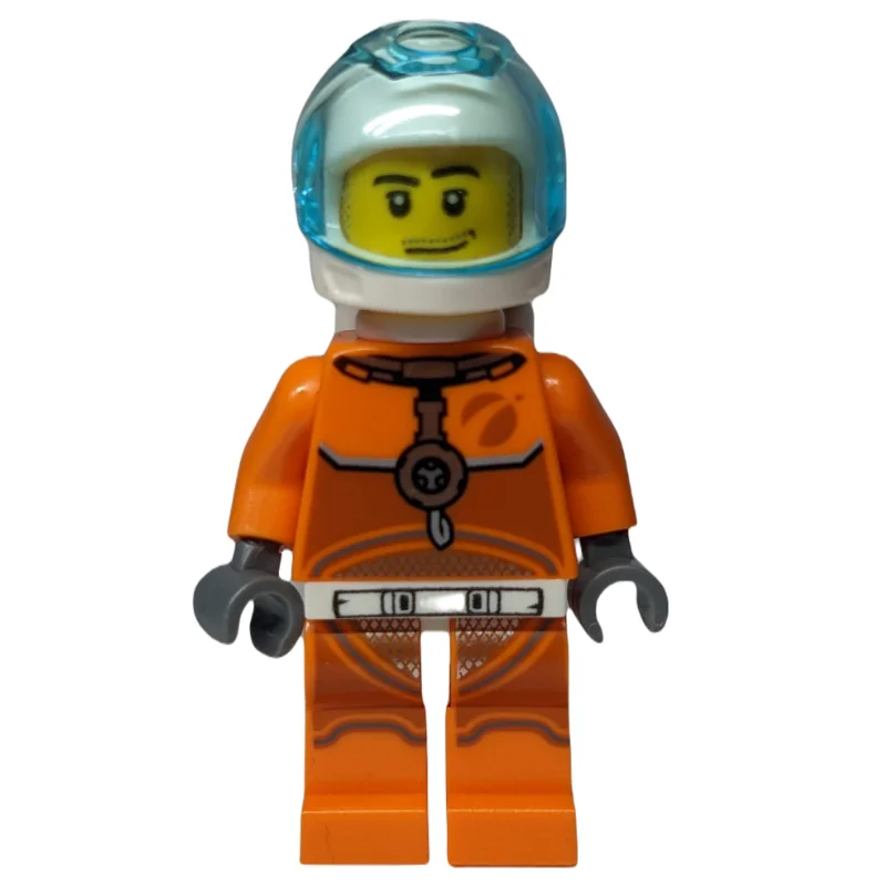 Astronaut - Orange Torso and Legs, White Helmet, Trans-Light Blue Visor, Stubble