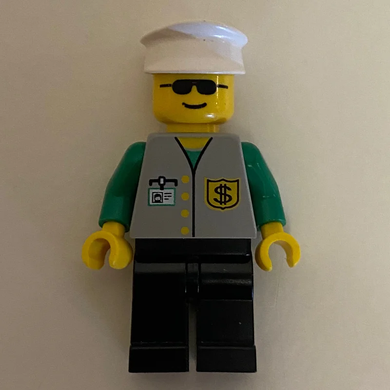 Banker, Light Gray Vest with Badge and ID Badge, Black Legs, White Hat, Sunglasses