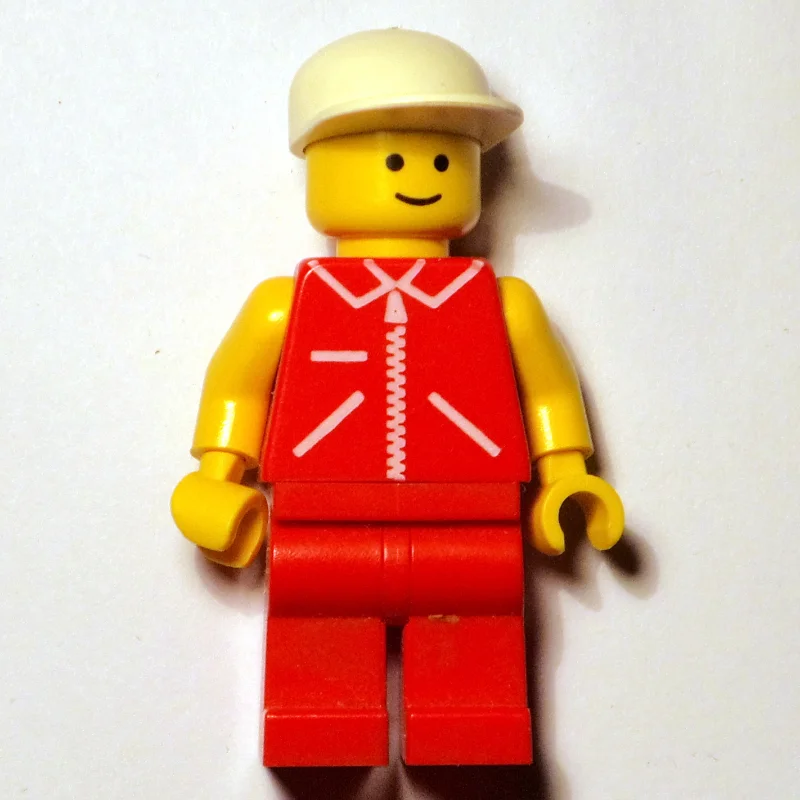 Man, Red Vest with Zipper, Red Legs, White Cap