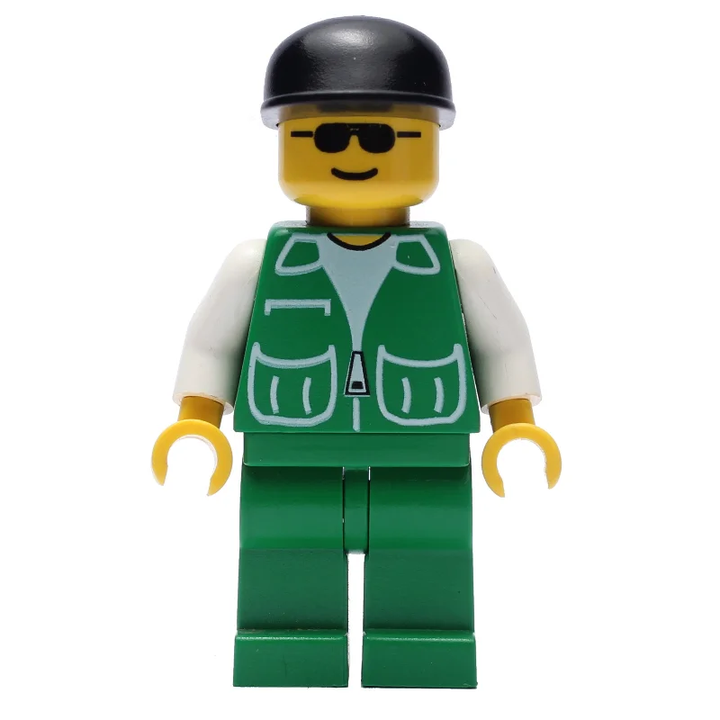 Man, Green Jacket, Green Legs, Black Cap, Sunglasses