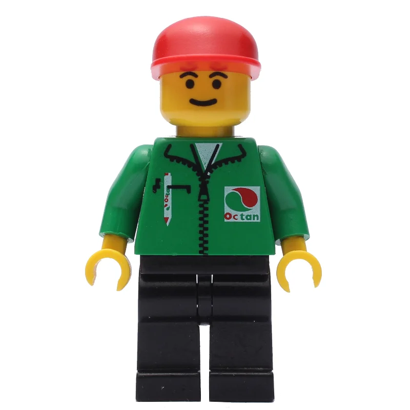 Man, Green Jacket with Zipper and Octan Logo, Red Cap