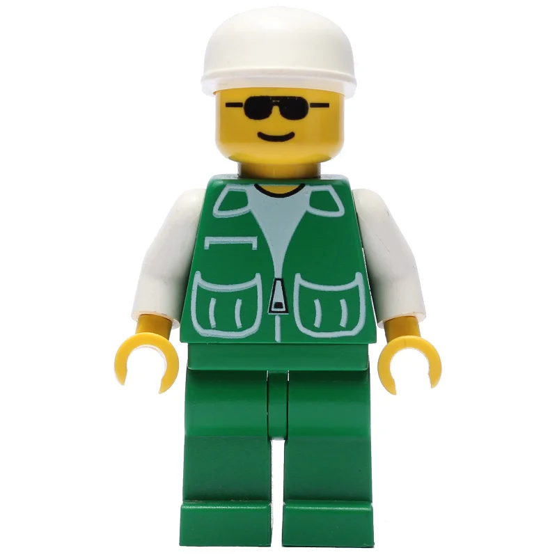Man, Green Jacket, Green Legs, White Cap, Sunglasses