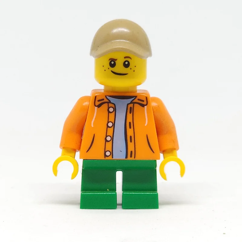 Kid, Orange Torso, Green Legs, Dark Tan Cap