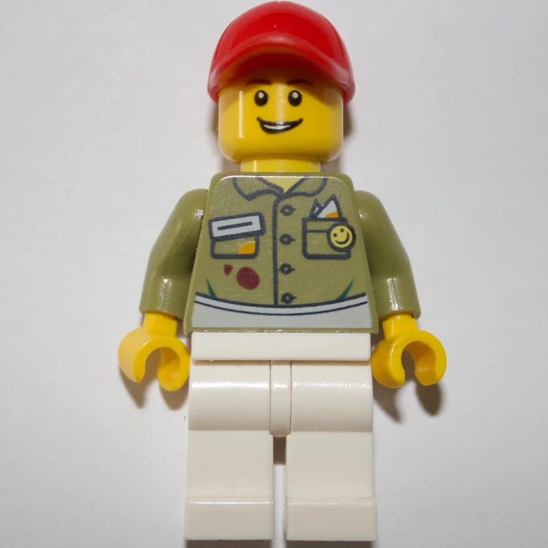 Olive Green Torso, White Legs, Red Cap