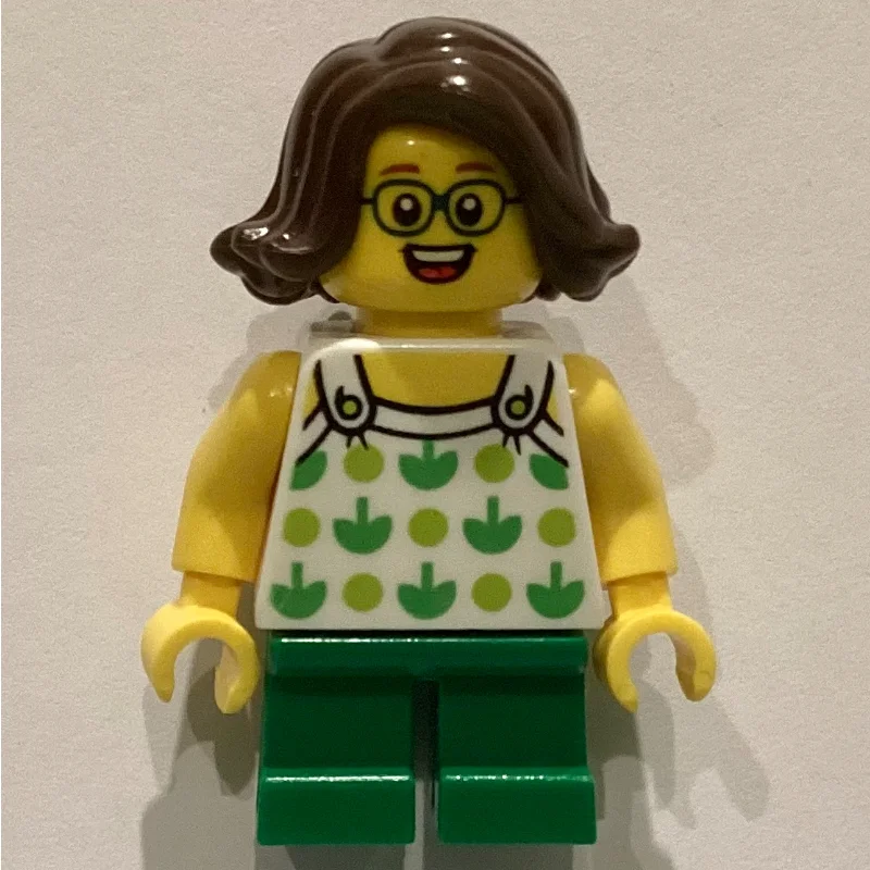 Kid - White Torso, Green Legs, Dark Brown Hair