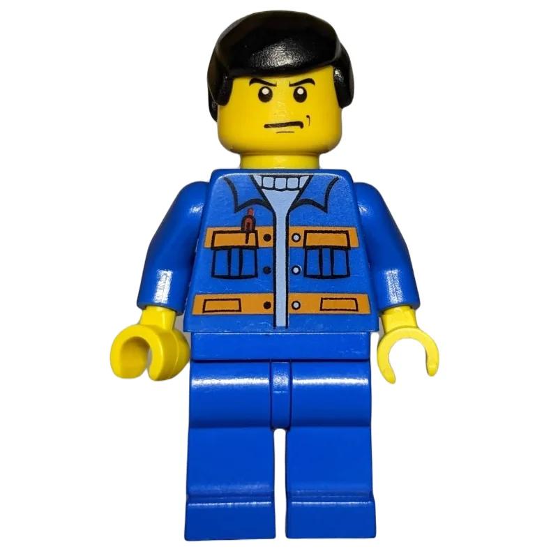 Worker, Blue Jacket with Orange Stripes, Blue Legs, Black Hair