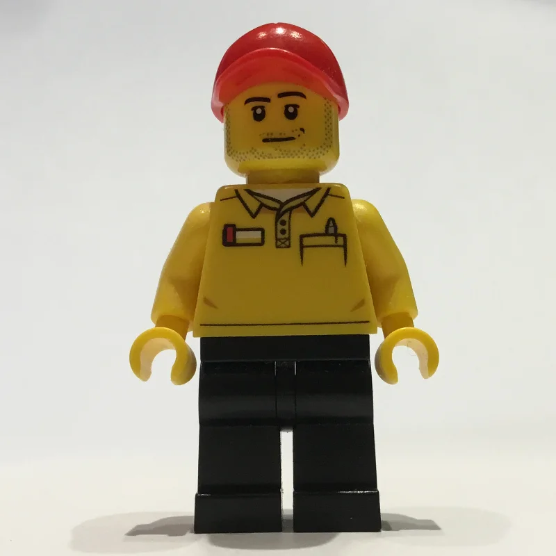 LEGO Store Employee, LEGO Logo on Back, Red Cap, Stubble