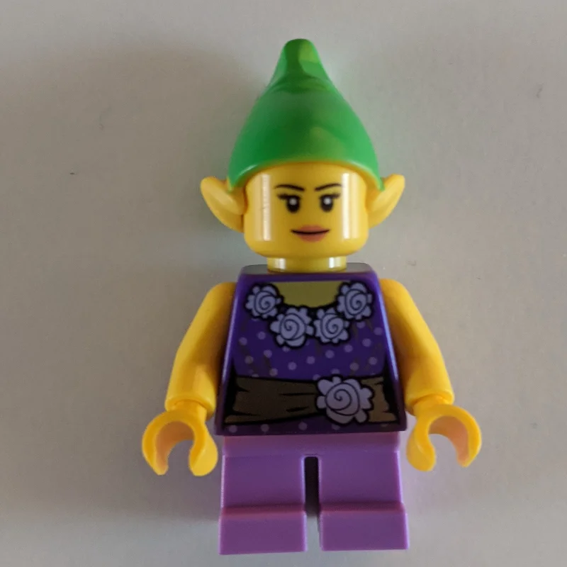 Elf - Dark Purple Torso, Medium Lavender Legs, Green Hat