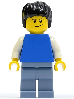 Blue Torso, Sand Blue Legs, Black Hair