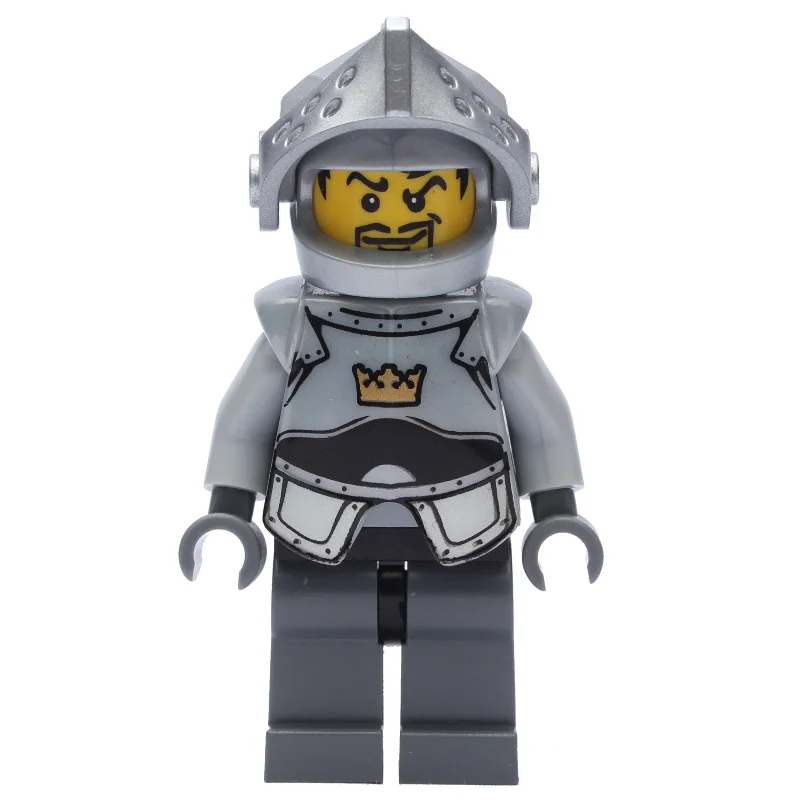 Knight - Crown Symbol, Pearl Grey Breastplate, Dark Bluish Grey legs