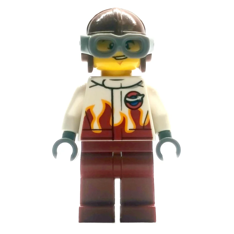 Pilot, White and Dark Red Jumpsuit, Helmet with Goggles
