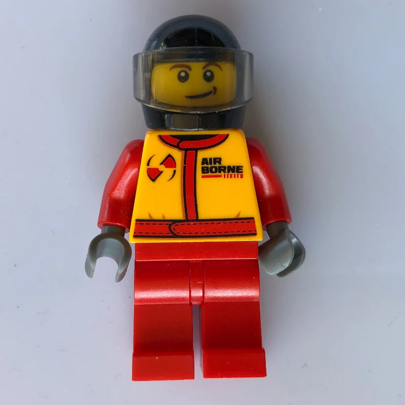 Racer, Red and Orange Jumpsuit, Black Helmet with Visor