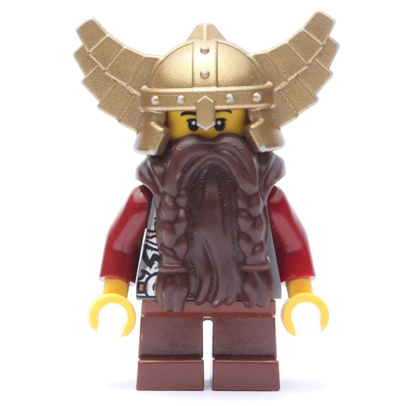 Dwarf, Dark Brown Beard, Metallic Gold Winged Helmet