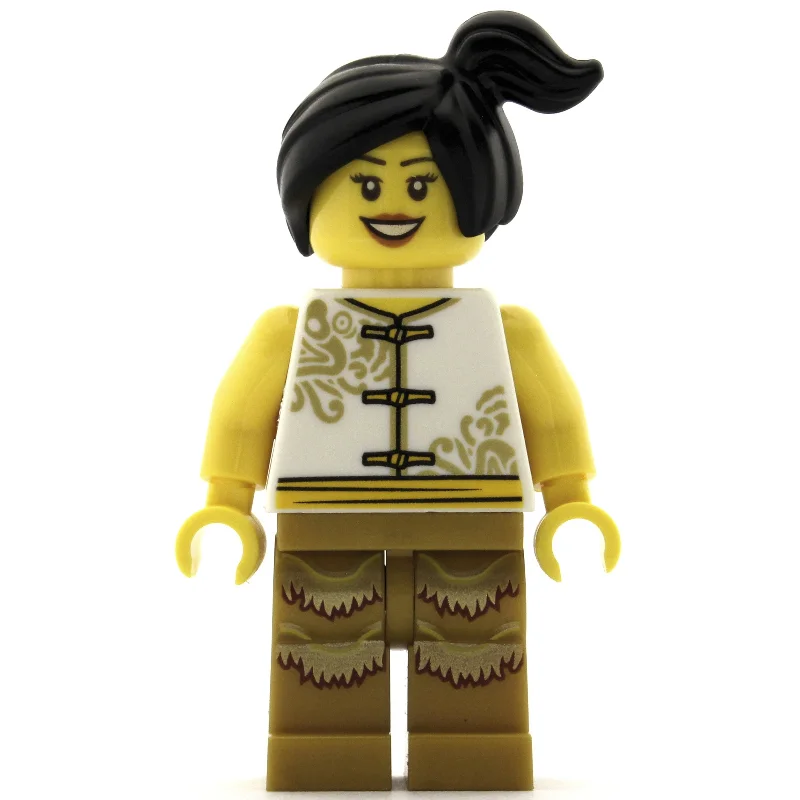 Woman, White Robes with Ties, Black Hair