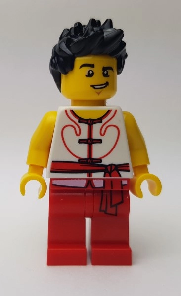 Racer, White and Red Robe with Ties and Sash Belt, Black Hair, Raised Eyebrow