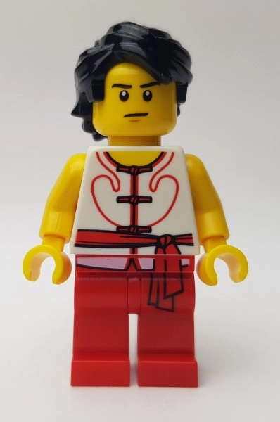 Racer, White and Red Robe with Ties and Sash Belt, Black Hair, Scared / Neutral