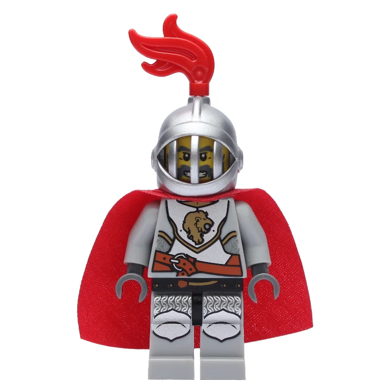 Lion Knight, Helmet with Grille and Red Plume, Cape