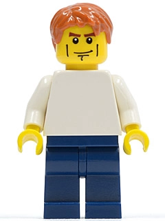 White Torso, Dark BLue Legs, Dark Orange Hair