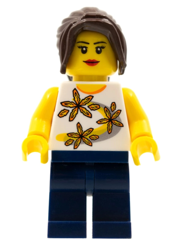 White Torso, Dark BLue Legs, Dark Brown Hair