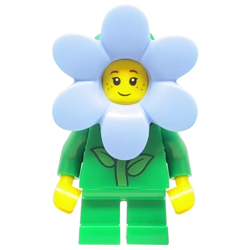 Flower - Green Torso and Legs,  Bright Light Blue Flower