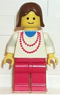 Woman - White Torso, Red Necklace, Red Legs, Brown Hair (3626a Head)