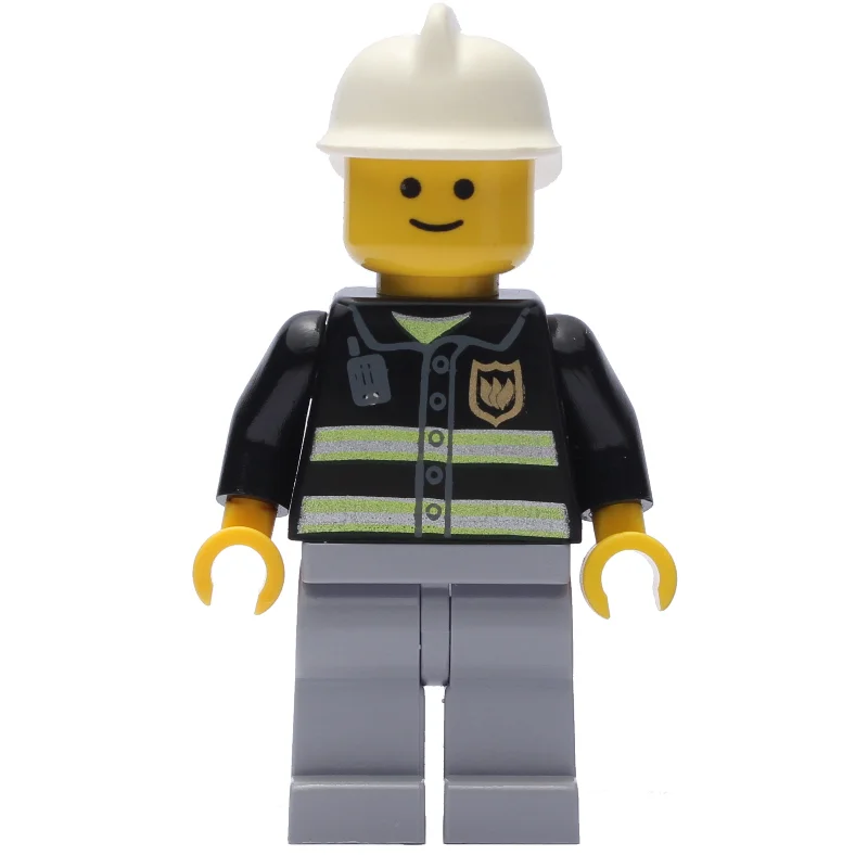 Fire Fighter - Black Torso, Light Bluish grey Legs, White Helmet