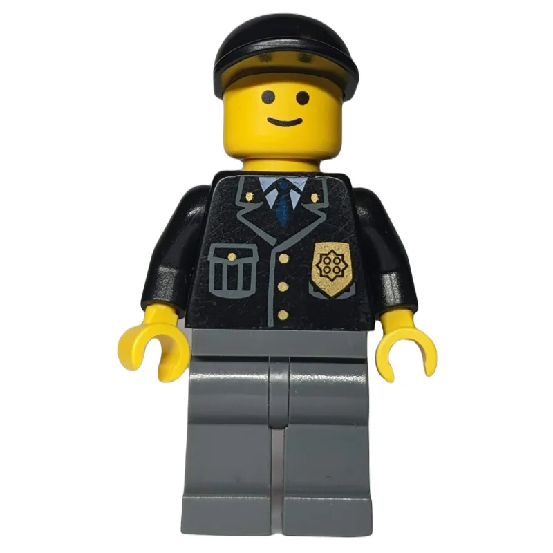 Police - Black Torso, Dark Bluish Grey Legs, Black Cap