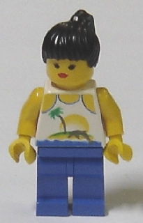 White Torso, Blue Legs, Black Hair, Red Lips
