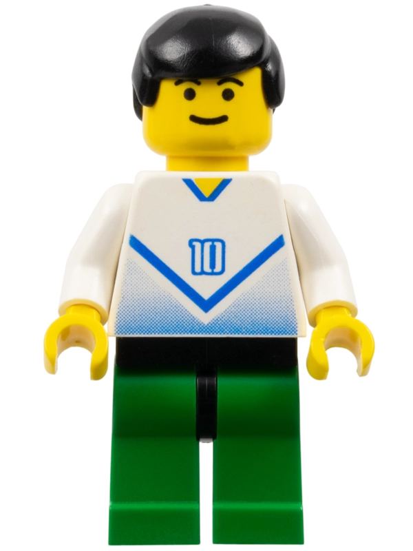 Soccer Player White Torso, Green Legs, #10