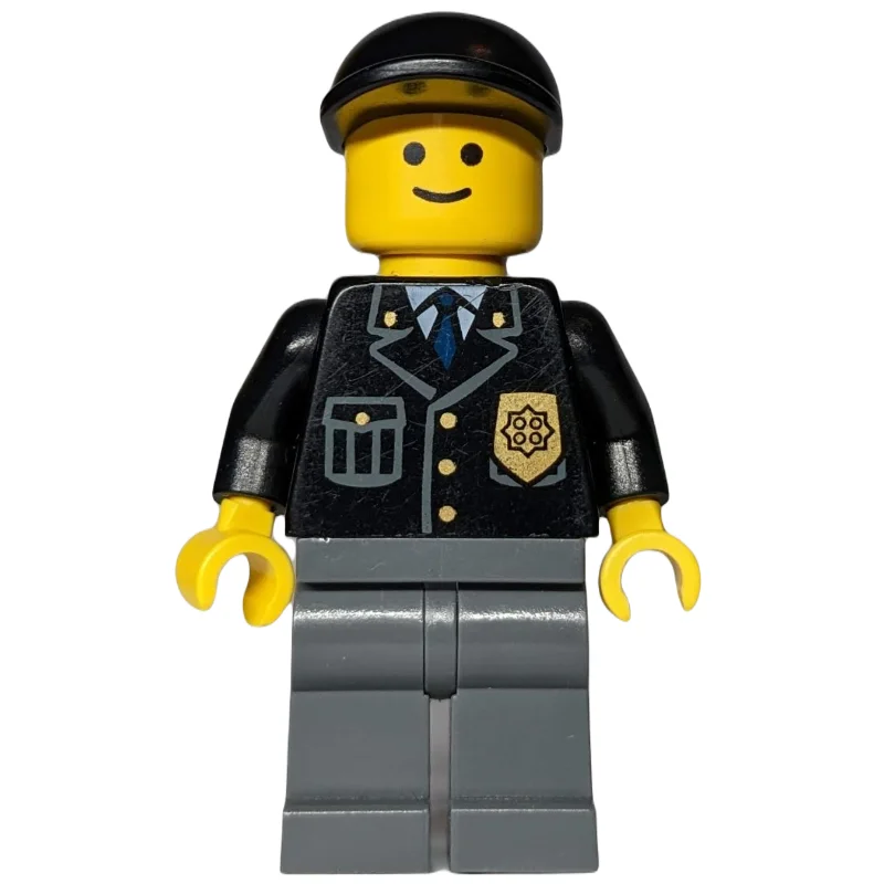 Police - Black Torso, Dark Bluish Grey Legs, Black Cap
