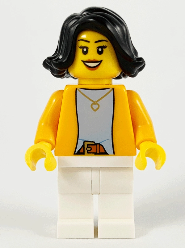 Orange Torso, White Legs, Black Long Hair
