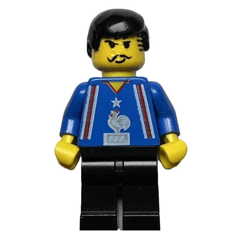 Soccer Player, French Team Jersey, Black Hair, Moustache