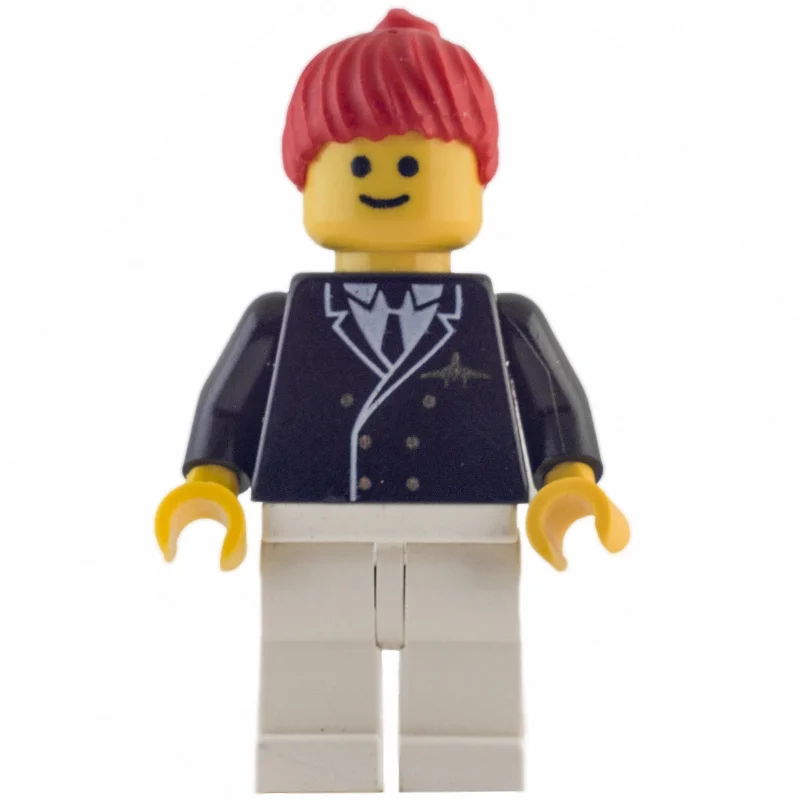 Pilot - Black Torso, White Legs, Red Hair