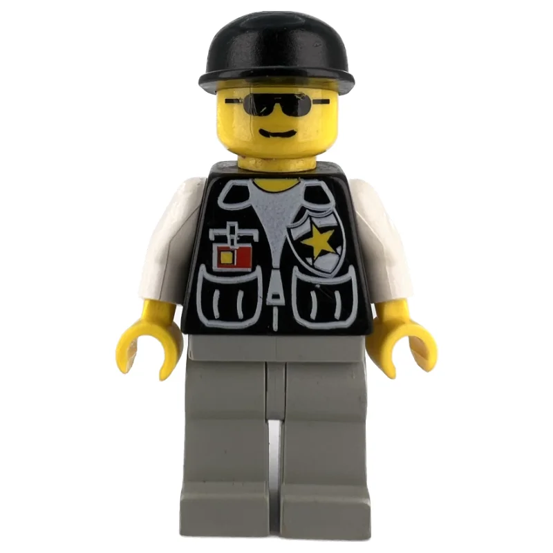 Police - Black Torso, Light Grey Legs, Black Cap