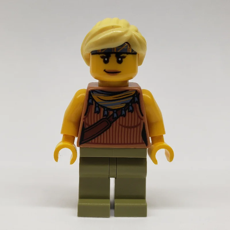 Jessica Sharpe, Vest Top with Necklace, Olive Green Legs, Bright Light Yellow Hair