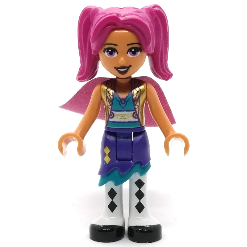 Camila - Gold Jacket, Dark Purple Skirt, Magenta Hair, Cape
