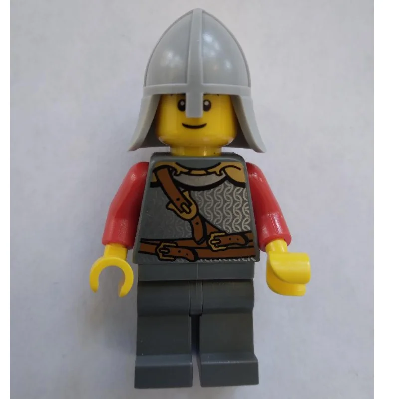 Knight, Armor with Straps, Light Bluish Gray Helmet, Black Eyebrows