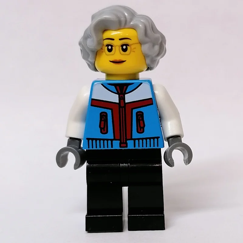 Dark Azure Torso, Black Legs, Light Bluish Grey Hair