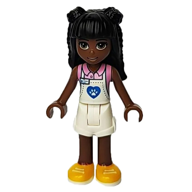Priyanka - White Apron and Shorts, Black Hair