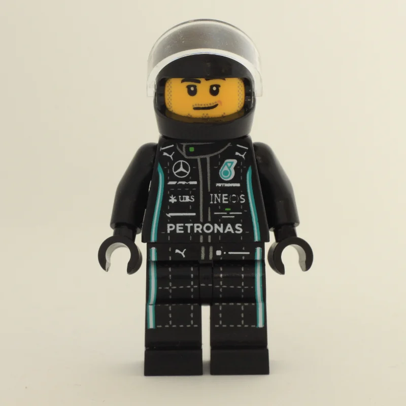 Race Driver, Black Racing Suit with Lime Trim, Black Helmet, Stubble