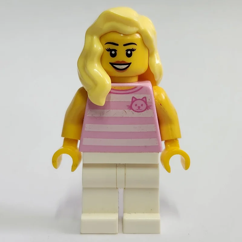 Bright Pink Torso, White Legs, Bright Light Yellow Hair