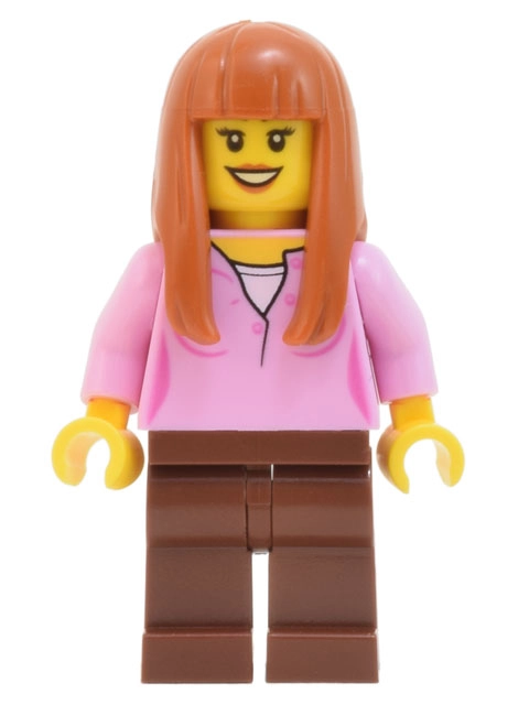 Bright Pink Torso, Reddish Brown Legs, Dark Orange Hair